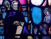 Stained glass image of Abraham Lincoln