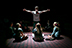 <b><i>Godspell</i></b>:  David Makransky ’17, arms outstretched, portrays Jesus in a scene from the Beatitudes.<br/>Photograph by Christopher Huang