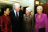 September 12, 2003: In Fulton Hall after delivering remarks at the Connell School of Nursing dedication, Kennedy talks with (from left) Beverly Malone, general secretary of the Royal College of Nursing; Margot Connell; and CSON dean Barbara Hazard Munro.<br/>Photograph: Rose Lincoln